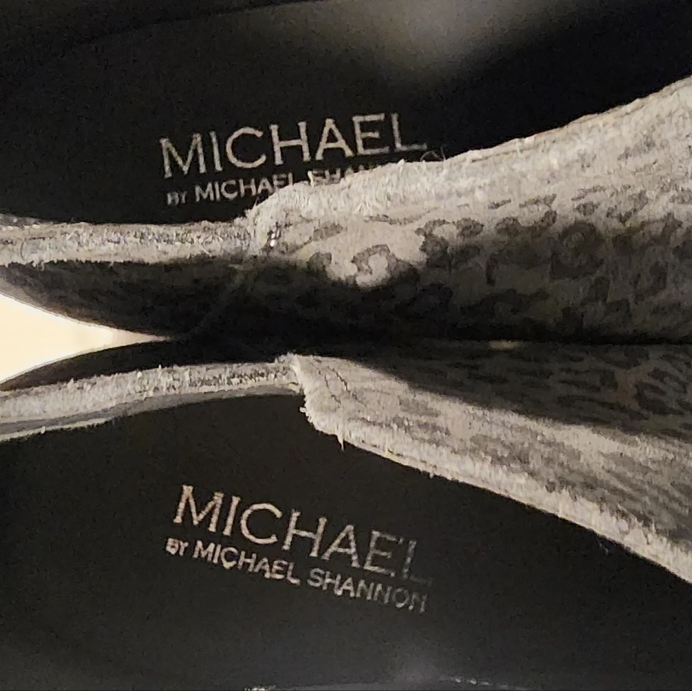 Michael by Michael Shannon Leather Upper Gray/Black Leopard Print Ankle Boots - Picture 7 of 10